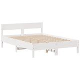 Bookcase Bed without Mattress White 135x190 cm Double Solid Wood Pine 3322958