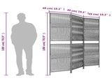 Room Divider 3 Panels Black Poly Rattan 365372