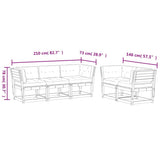 5 Piece Garden Sofa Set with Cushions Solid Wood Pine 3217000