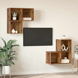 TV Cabinet Set Wall-mounted 4 pcs Old Wood Engineered Wood 3393288