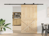 Sliding Door NARVIK Natural and Black 95 x 210 cm 3445369