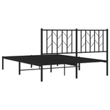 Metal Bed Frame without Mattress with Headboard Black 140x200cm 374438