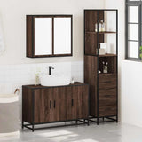 ZNTS 3 Piece Bathroom Furniture Set Brown Oak Engineered Wood 3301134