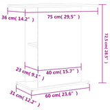 Aquarium Stand White 75x36x72.5 cm Engineered Wood 833647