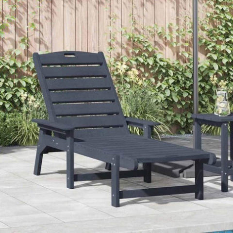 Sun Lounger with Cushion Navy 73.5 x 92 x 90cm HDPE 42006638