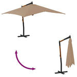 Cantilever Garden Parasol with Wooden Pole 400x300 cm Taupe 318431