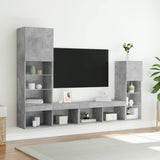 4 Piece TV Wall Units with LED Concrete Grey Engineered Wood 3216650
