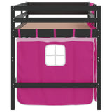 ZNTS Kids' Loft Bed with Curtains without Mattress Pink 90x200cm 3206972