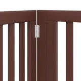 Dog Gate with Door Foldable 6 Panels Brown 480 cm Poplar Wood 3155689