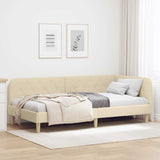 Corner Bed Frame with Headboard Cream 90 x 200 cm Fabric 42016575