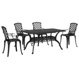 Garden Dining Set Black Cast Aluminium 5 Piece Set Rugged 3216317