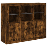 Sideboards with LED Lights 3 pcs Smoked Oak Engineered Wood 3209104