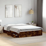 Bed Frame with Drawers without Mattress Smoked Oak 120x200 cm 3280668