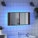 LED Bathroom Mirror Cabinet Brown Oak 90x12x45 cm Acrylic 834969