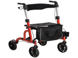 Lightweight Walking Frame, Folding Rollator Walker with Seat and Backrest, Red T3398P555098