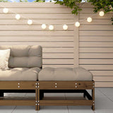 Garden Footstool with Cushion Honey Brown Solid Wood Pine 825558