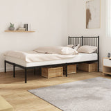 Metal Bed Frame without Mattress with Headboard Black 120x200cm 350862