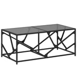 Coffee Table with Black Glass Top 98.5x50x41 cm Steel 845997