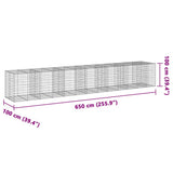 Gabion Basket with Cover 650x100x100 cm Galvanised Iron 3295201
