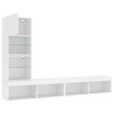 4 Piece TV Wall Units with LED White Engineered Wood 3216640