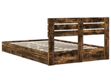 Storage Bed with Drawer Smoked Oak 120 x 190 cm Engineered Wood 3411587