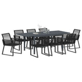 Garden Dining Set 9 pcs Black Poly Rattan 3378829