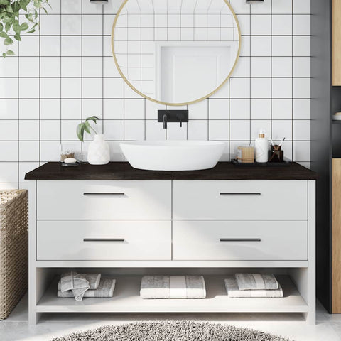 Bathroom Countertop Dark Brown 160x60x cm Treated Solid Wood 3156255