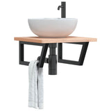 Basin Shelf Wall Mounted Steel and Solid Wood Beech 3302419