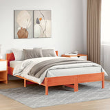Bed Frame Wax Brown Solid Pine Wood Double Bed Frame 3216196