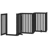 Dog Gate with Door Foldable 6 Panels Black 300 cm Poplar Wood 352255