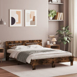 Bed Frame Smoked oak Engineered wood Double Bed Frame 3207564