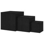 ZNTS 3 Piece Stackable Side Table Set Black Oak Engineered Wood 862676