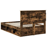 Bed Frame with Drawer Smoked Oak 120 x 190 cm Solid Pine Wood 3410108