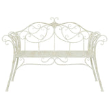 Garden Bench 2-Seater 130 x 47 x 90 cm Steel Antique White 42029544