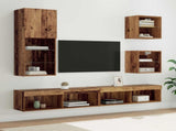 TV Wall Units with LED 5 pcs Old Wood Engineered Wood 3402950