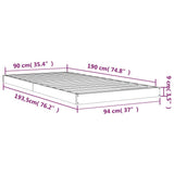 Bed Frame White Solid Pine Wood Single Durable Bed Frame 823480