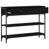 Console Table Black Oak 100 x 25 x 75 cm Engineered Wood 863513