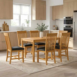 Dining Set 7 pcs Black Solid Oak Wood 3430264