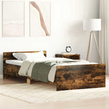 Bed Frame without Mattress Smoked Oak 75x190 cm Engineered Wood 835950