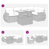 6 Piece Garden Sofa Set with Cushions Black Poly Rattan Acacia 3326638