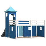 Bunk Bed without Mattress with Slide and Curtains Blue 90x200 cm 3284192