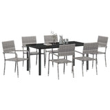 Garden Dining Set with Cushion 7 pcs Grey Poly Rattan 3380047