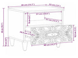 Bed cabinet with Drawer White 40 x 33 x 46 cm Solid Mango Wood 4018374