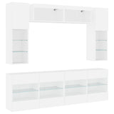 6 Piece TV Wall Cabinet Set with LED Lights White 3216797