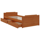 Bed Frame Honey brown Solid pine wood Single Bed Frame 322161
