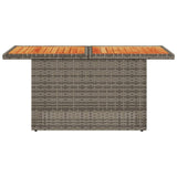 Garden Table Grey 100x55x73 cm Poly Rattan and Acacia Wood 366127