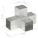 Post Connectors 4 pcs X Shape Galvanised Metal 91x91 mm 145476