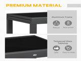 Extending Garden Table, Outdoor Dining Table with Aluminium Frame and Tempered Glass Tabletop, T3398P314776