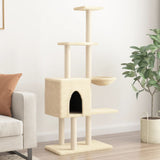 Cat Tree with Sisal Scratching Posts Cream 145 cm 172094