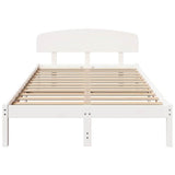Bed Frame with Headboard White 135 x 190 cm Solid Pine Wood 872072